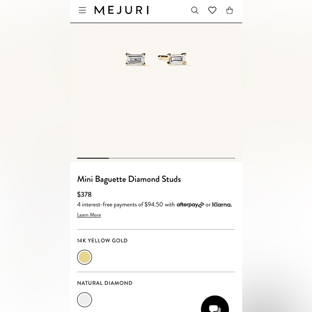 Mejuri Mini Baguette Diamond Studs